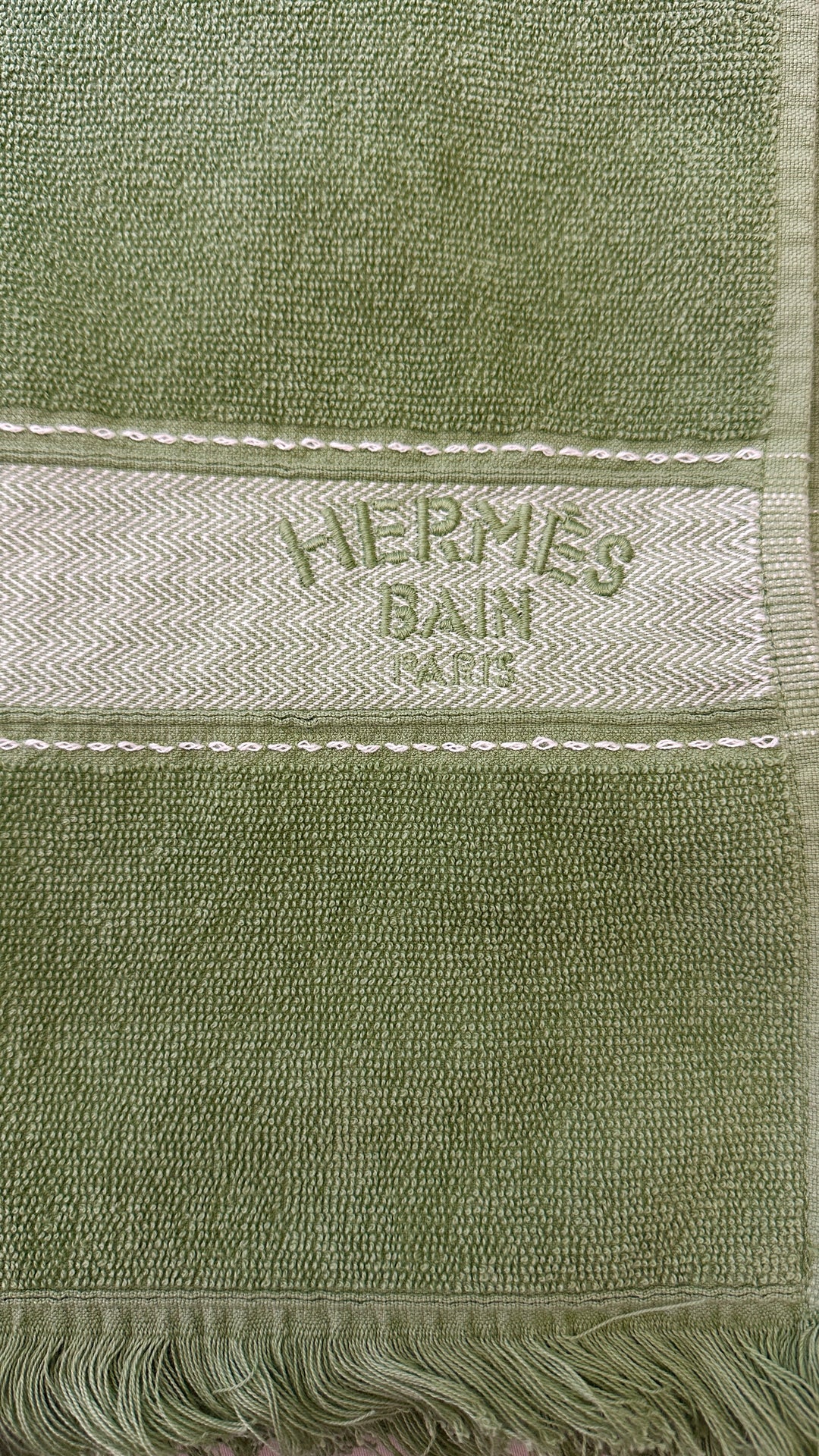 HERMÈS Small Yachting Towel Cotton Sage