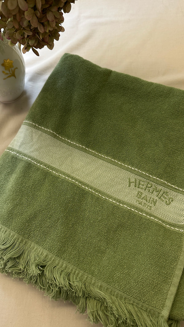HERMÈS Small Yachting Towel Cotton Sage