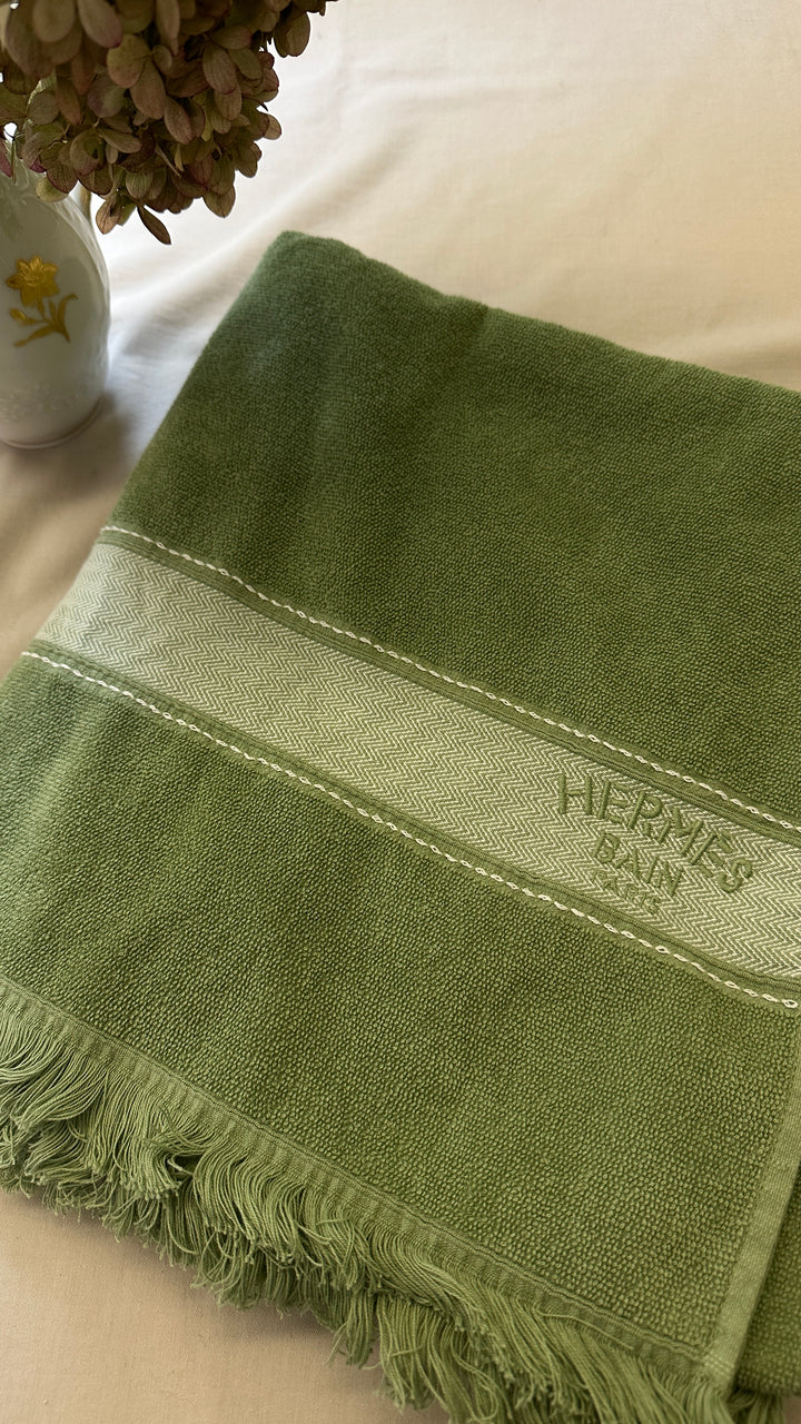 HERMÈS Small Yachting Towel Cotton Sage
