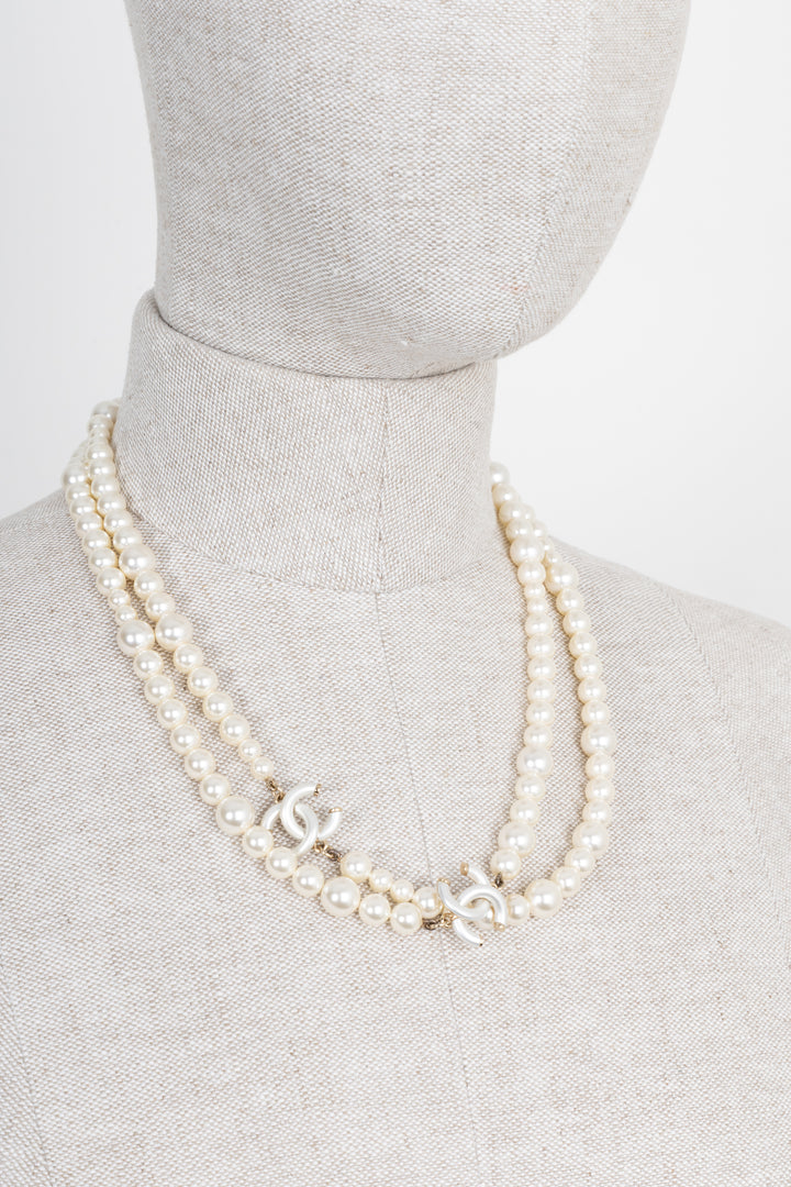 CHANEL Necklace Pearl CC