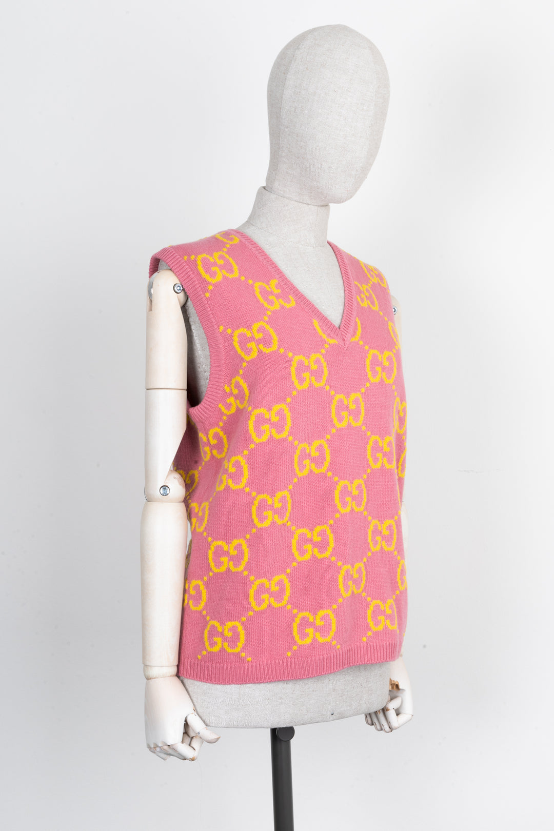 GUCCI GG Knit Vest Wool Pink