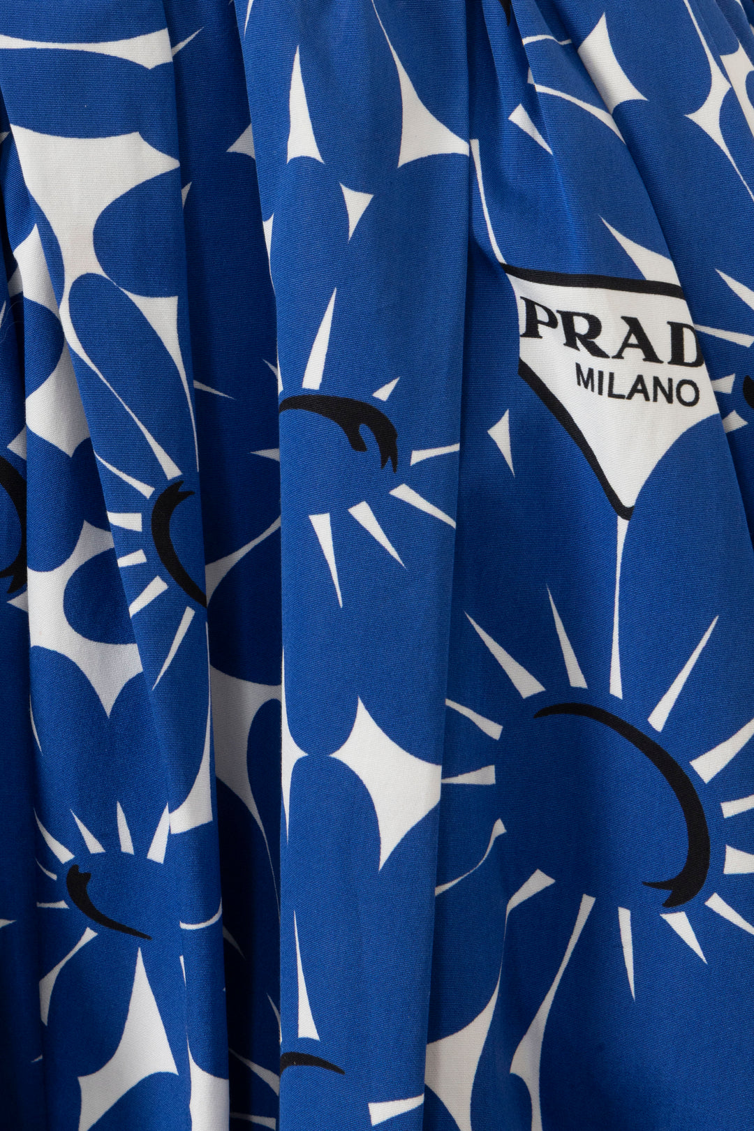 PRADA Flower Print Midi Dress Blue White