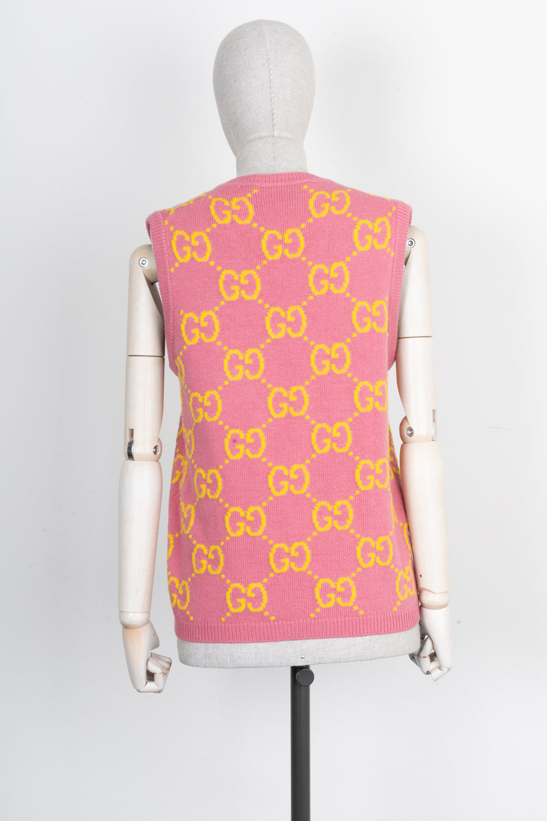 GUCCI GG Knit Vest Wool Pink
