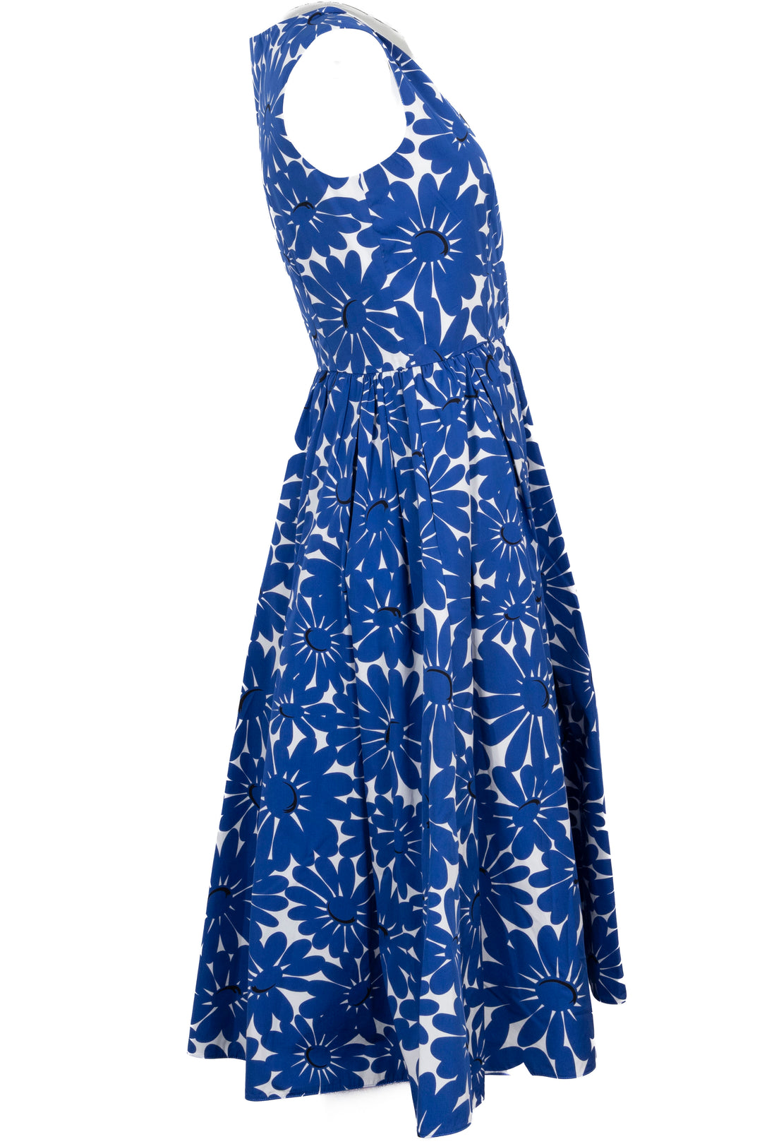 PRADA Flower Print Midi Dress Blue White