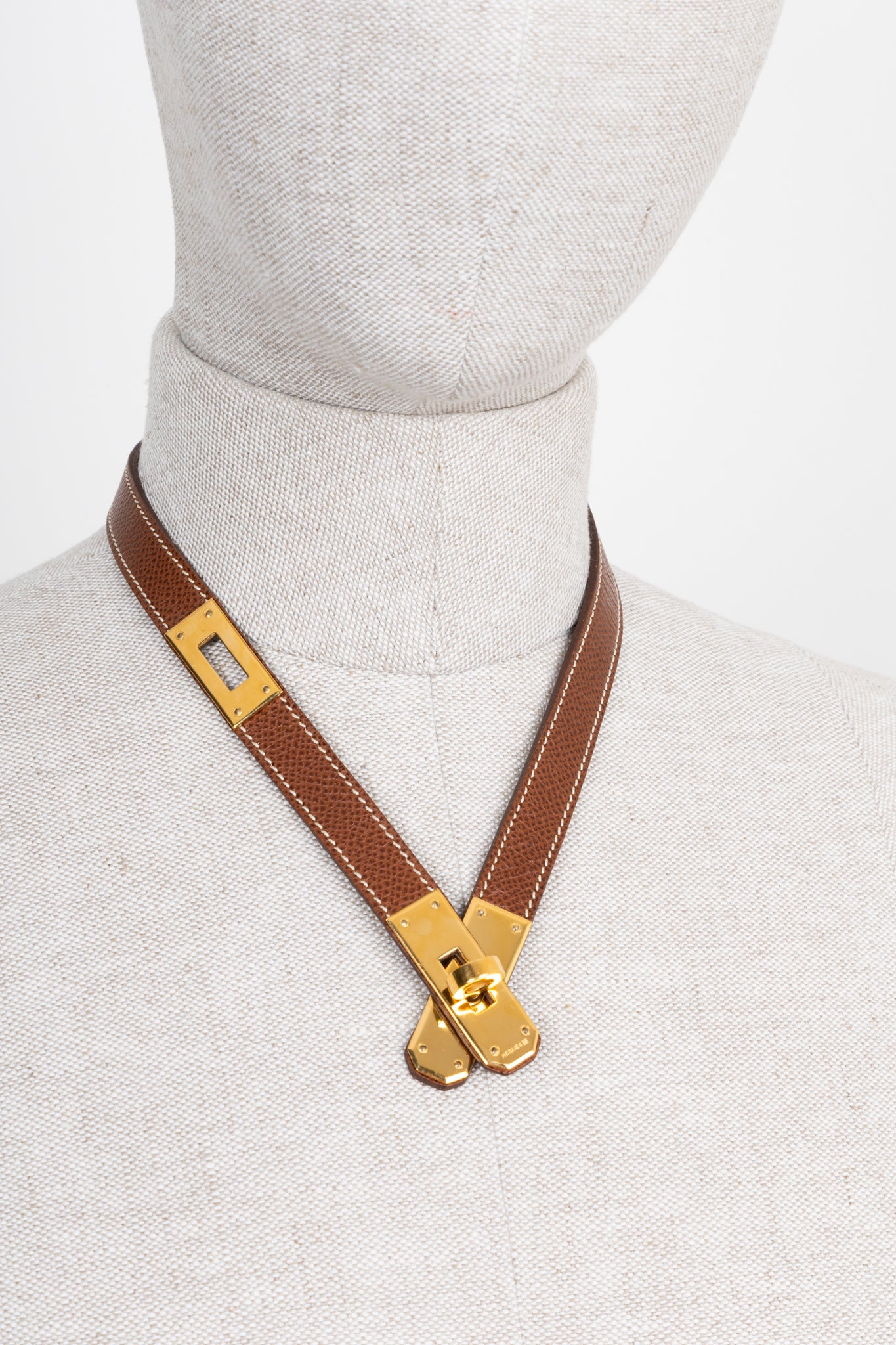 HERMES Leather Choker Necklace エルメス Hermès vintage intrecciato choker 80s - Katheley's