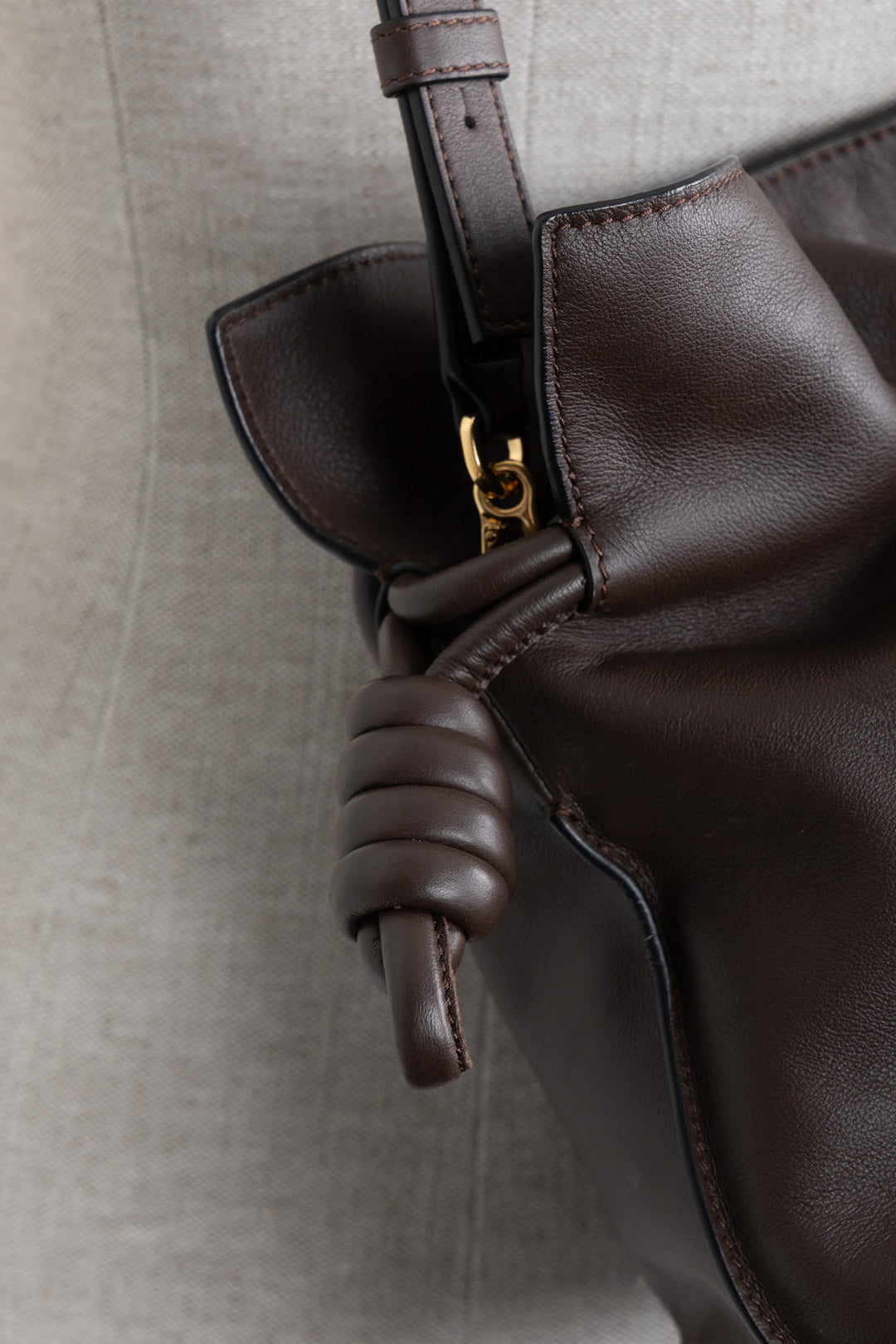 LOEWE Flamenco Drawstring Bag Chocolate