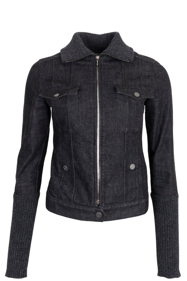 Veste en jean zippée CHANEL 2003 Gris anthracite