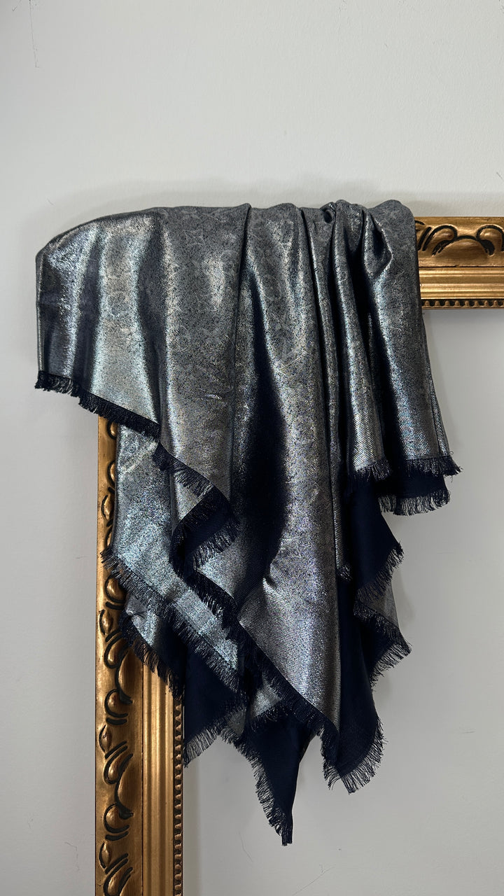 LOUIS VUITTON Scarf Silver Blue