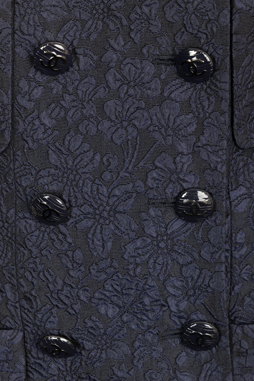 CHANEL Short Sleeve Jacket Silk Navy