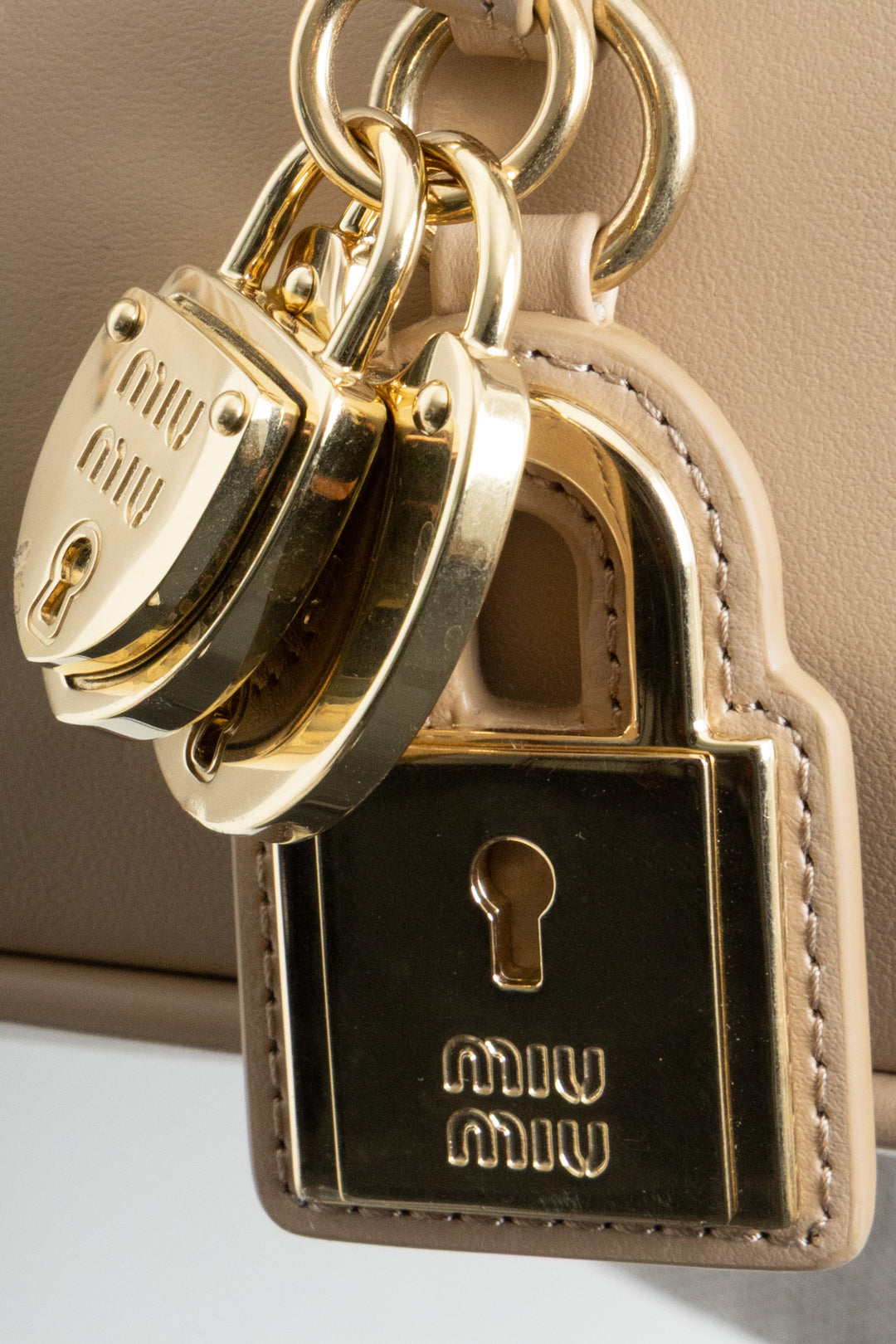 MIU MIU Beau Bag Small Leather Sand Beige