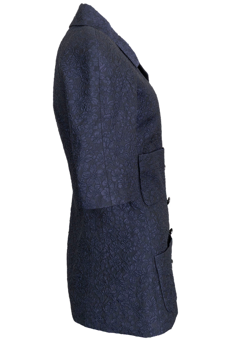 CHANEL Short Sleeve Jacket Silk Navy