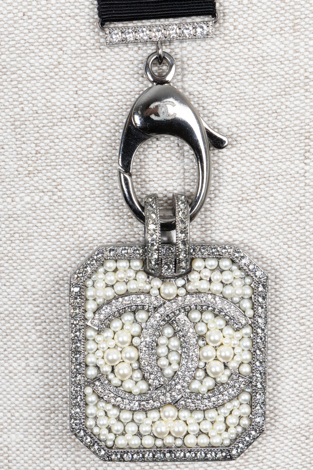 CHANEL 2017 Square Medallion Necklace Pearls Crystals