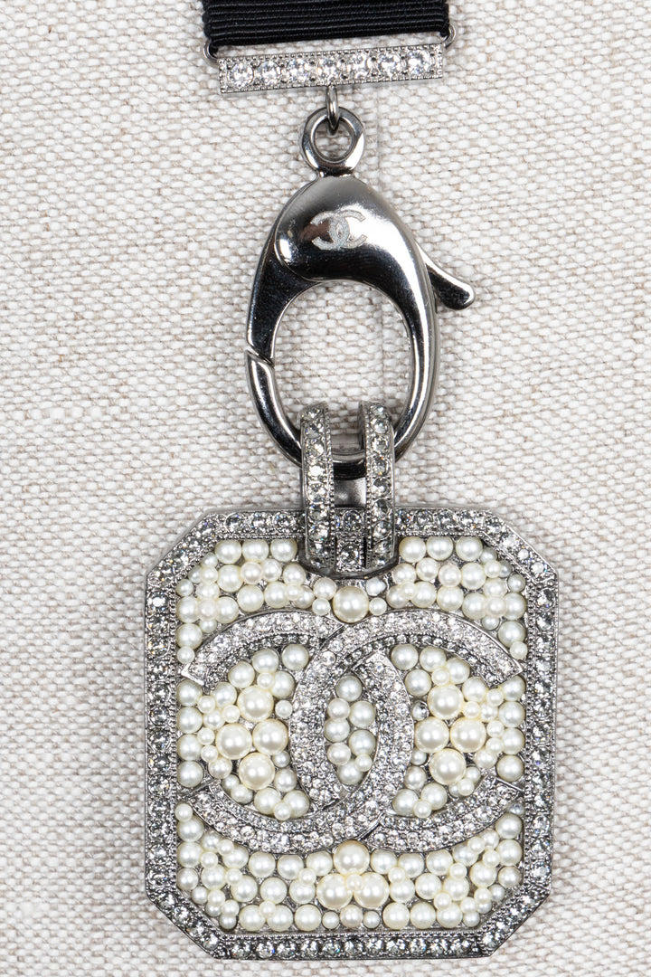 CHANEL 2017 Square Medallion Necklace Pearls Crystals
