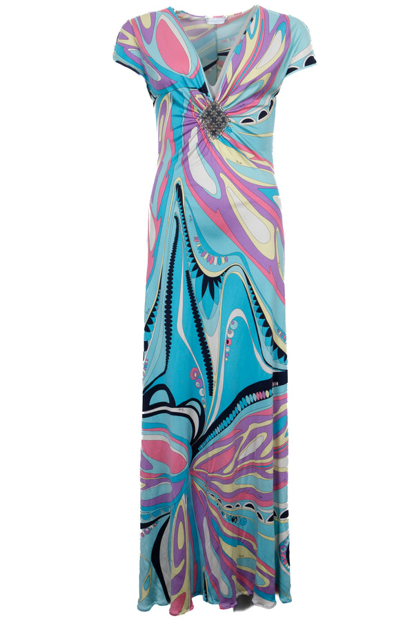 EMILIO PUCCI Robe longue bleu multicolore