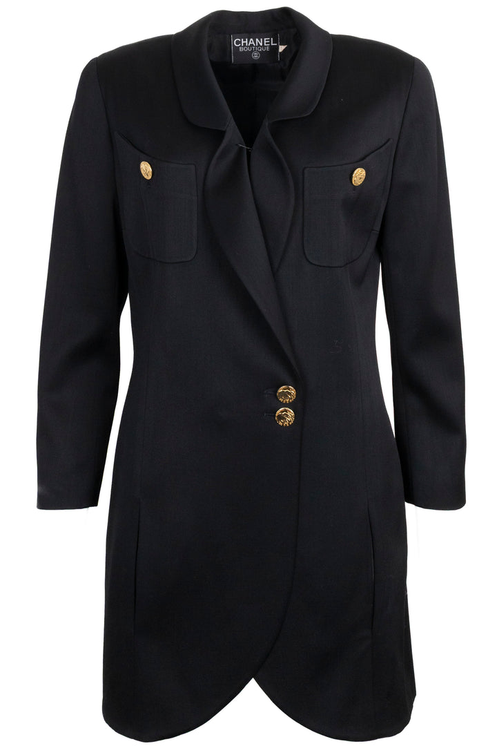 CHANEL Blazer queue-de-pie à deux boutons noir