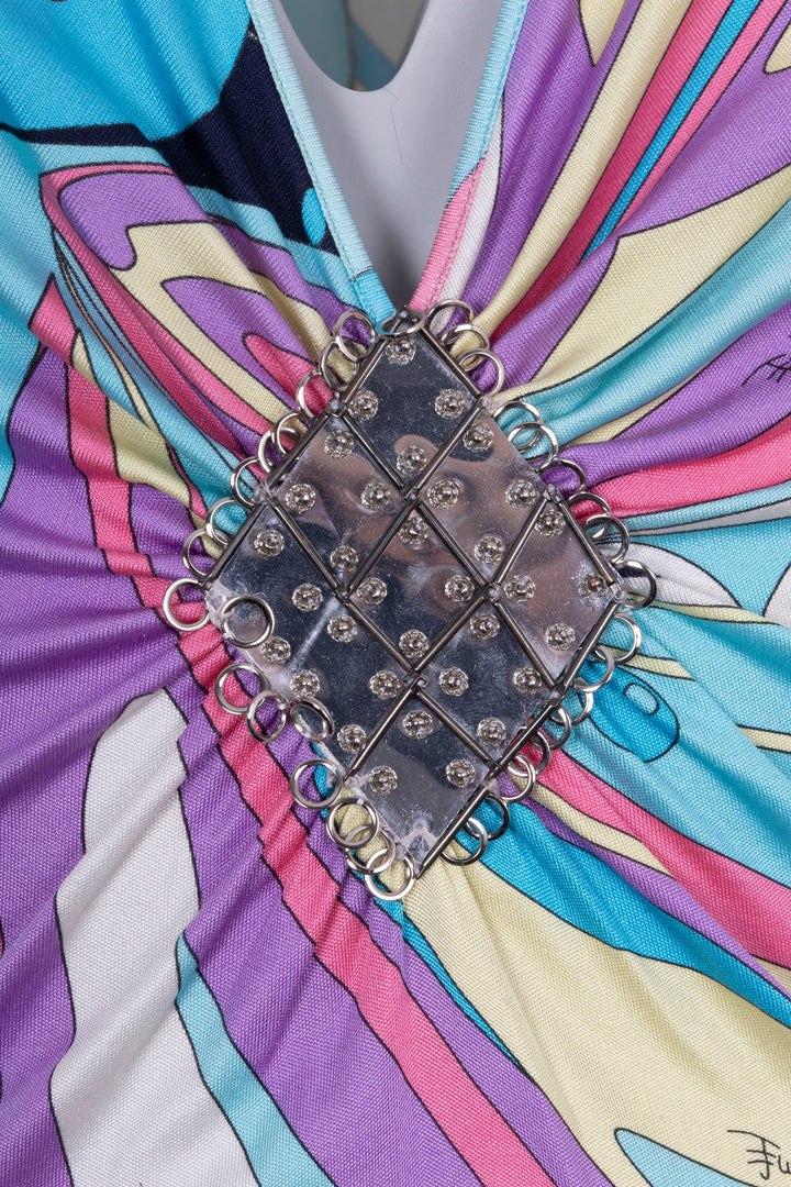 EMILIO PUCCI Robe longue bleu multicolore