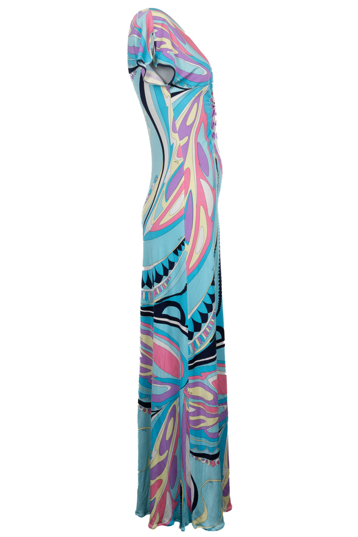 EMILIO PUCCI Robe longue bleu multicolore