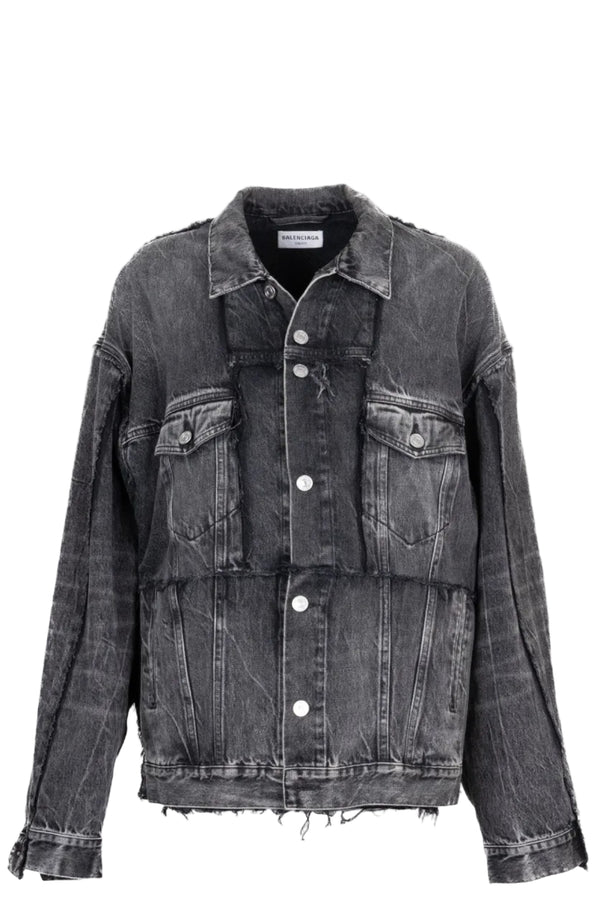 BALENCIAGA 2022 Oversized Denim Jacket Black