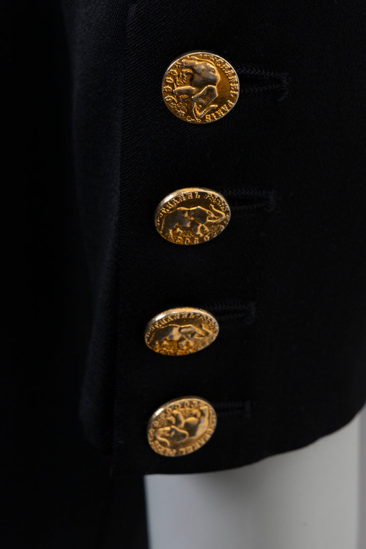 CHANEL Blazer queue-de-pie à deux boutons noir