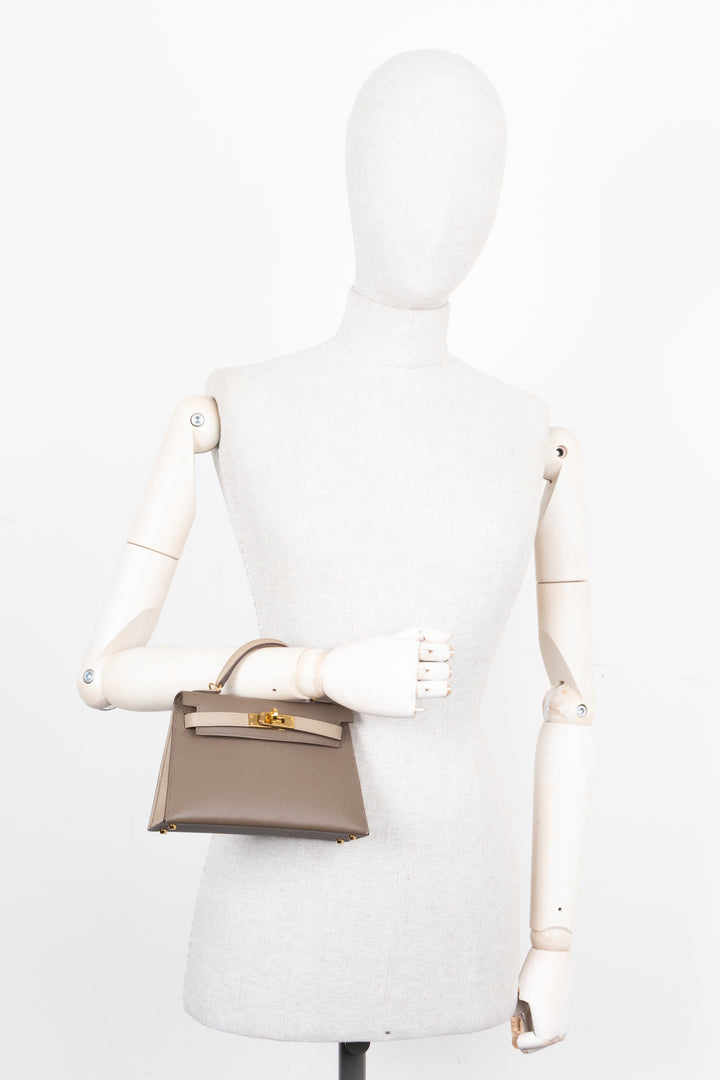 HERMÈS Mini Kelly HSS Sellier Epsom Etoupe Trench