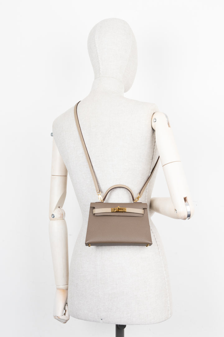 HERMÈS Mini Kelly HSS Sellier Epsom Etoupe Trench