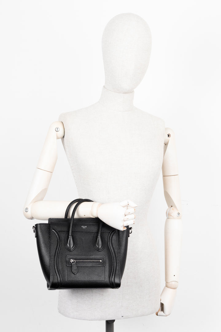 CELINE Nano Luggage Crossbody Bag Black