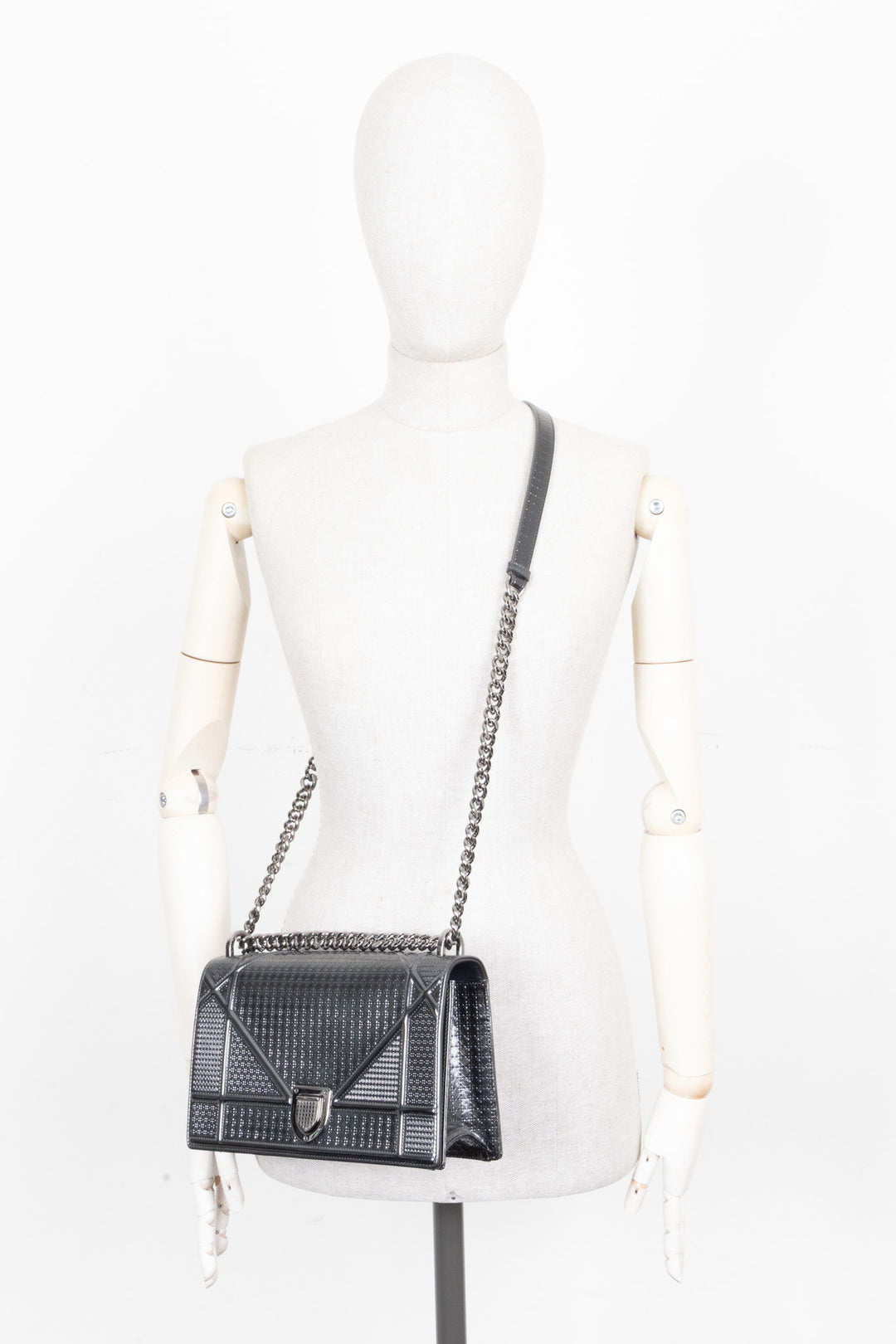 CHRISTIAN DIOR Diorama Bag Metallic Silver