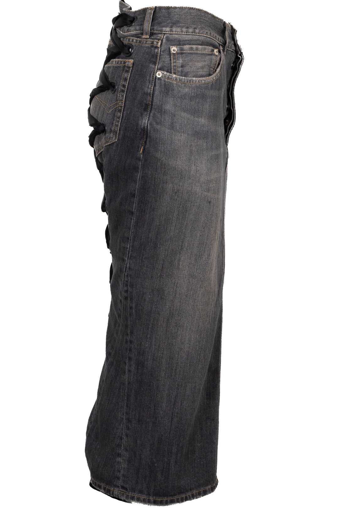 BALENCIAGA Lace Up Skirt Denim Grey