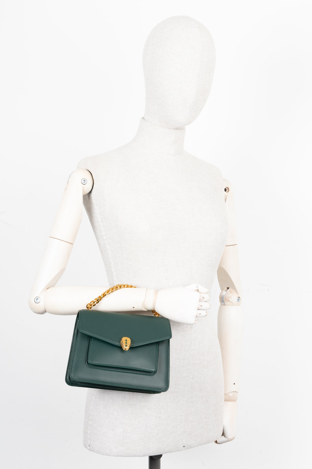 BVLGARI Serpenti Forever Maxi Chain Top Handle Bag Green