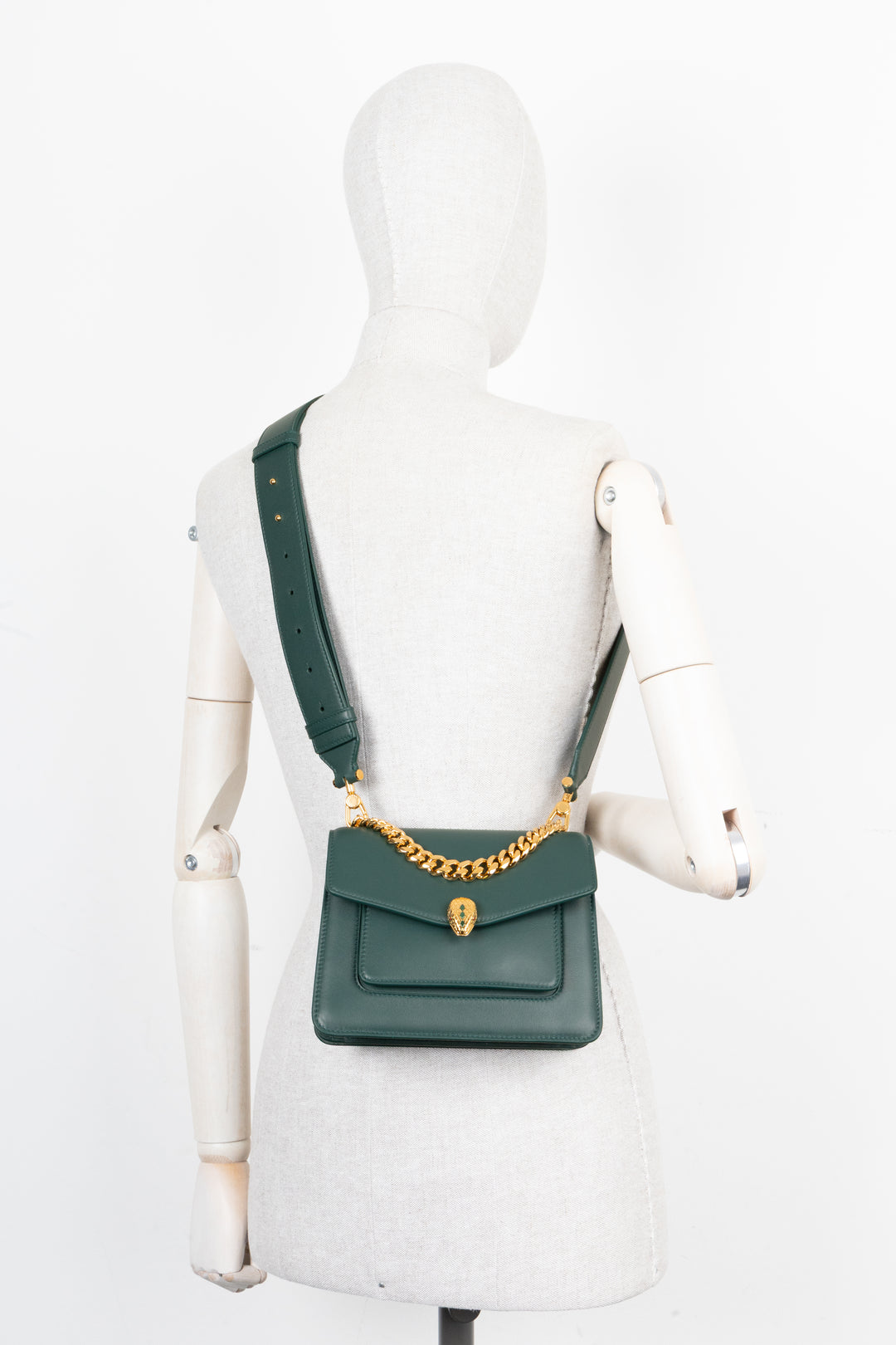BVLGARI Serpenti Forever Maxi Chain Top Handle Bag Green