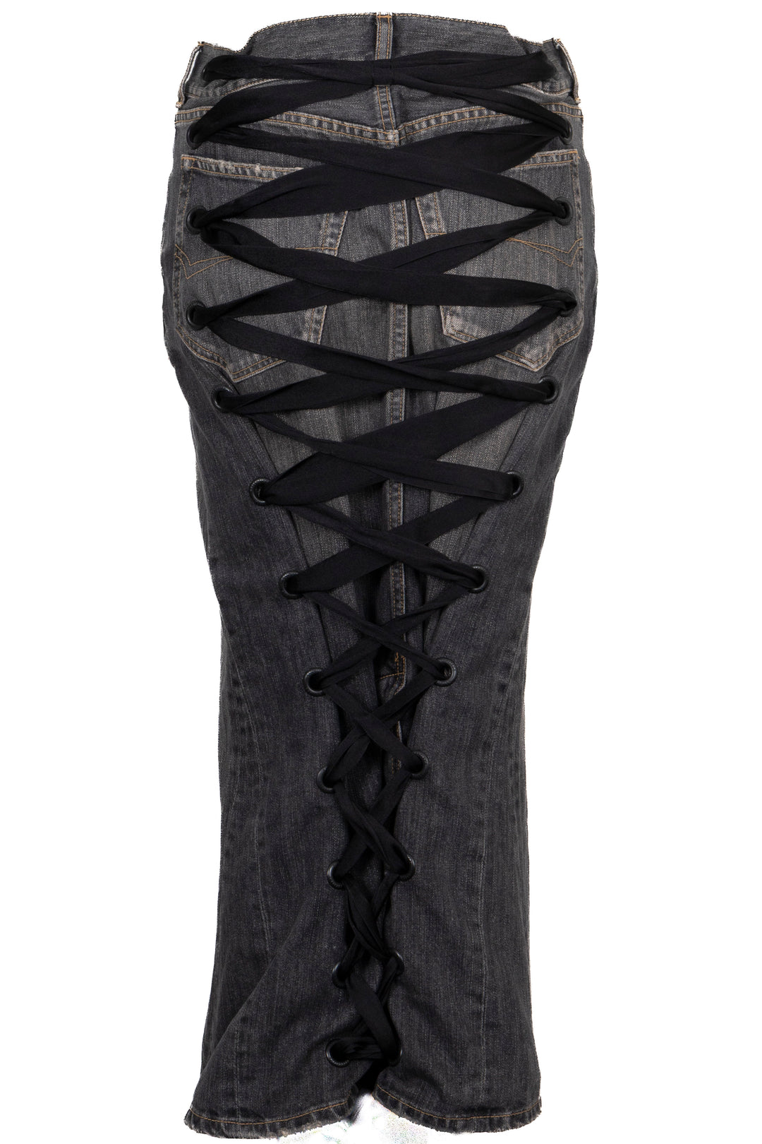 BALENCIAGA Lace Up Skirt Denim Grey