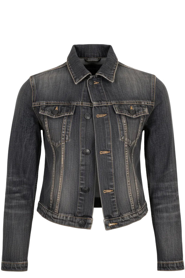 BALENCIAGA Lace Up Jacket Denim Grey