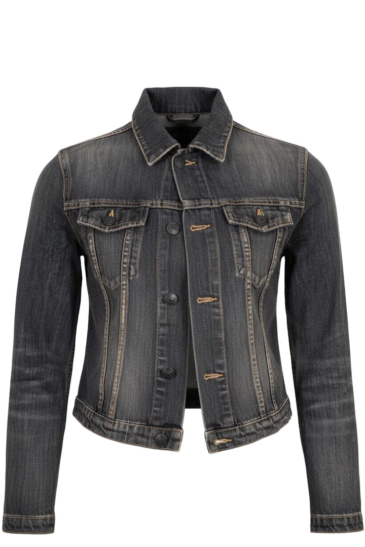 BALENCIAGA Lace Up Jacket Denim Grey