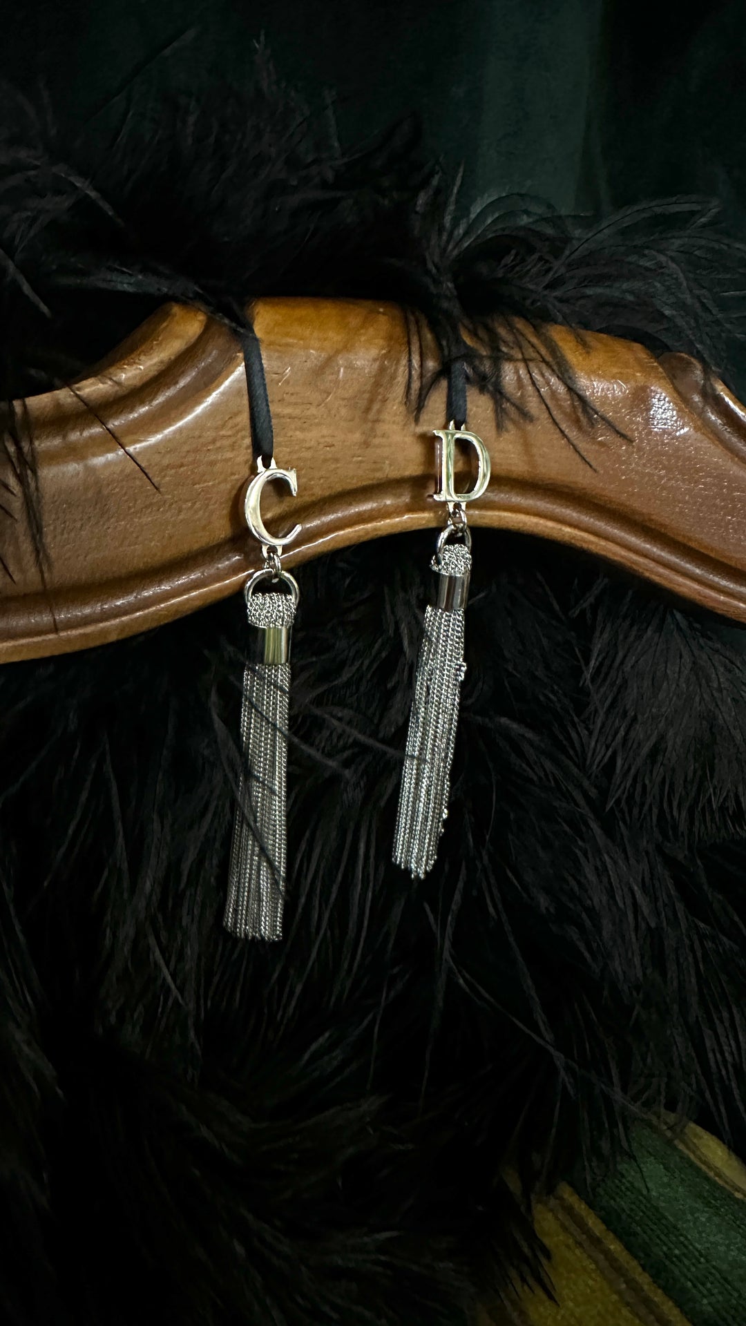 CHRISTIAN DIOR Ostrich Feather Scarf Black