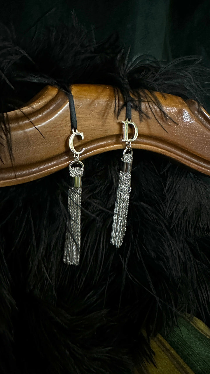 CHRISTIAN DIOR Ostrich Feather Scarf Black
