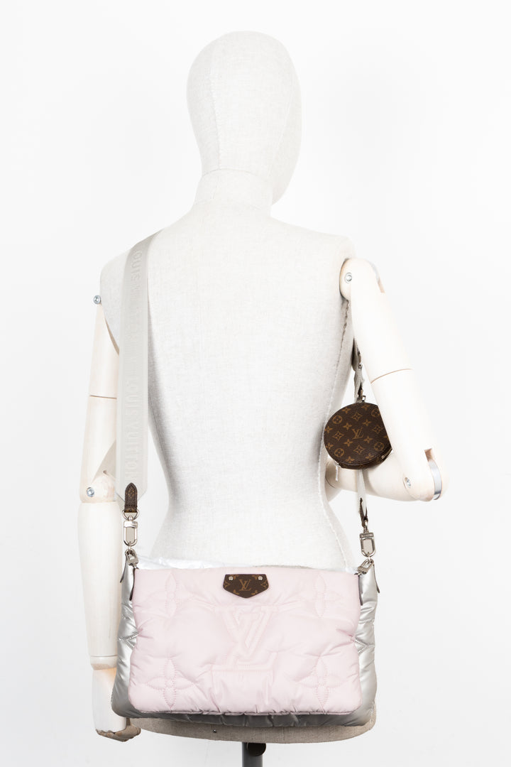 LOUIS VUITTON Maxi Multi Pochette Bag Nylon Rose Silver