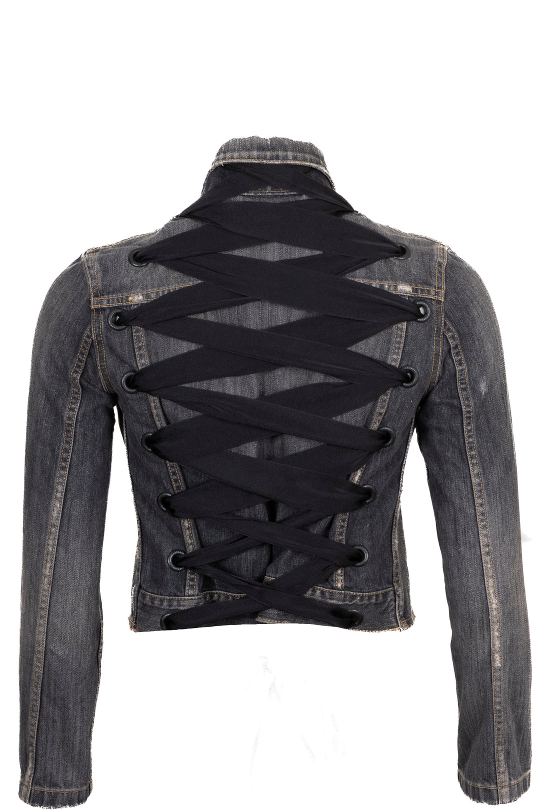 BALENCIAGA Lace Up Jacket Denim Grey