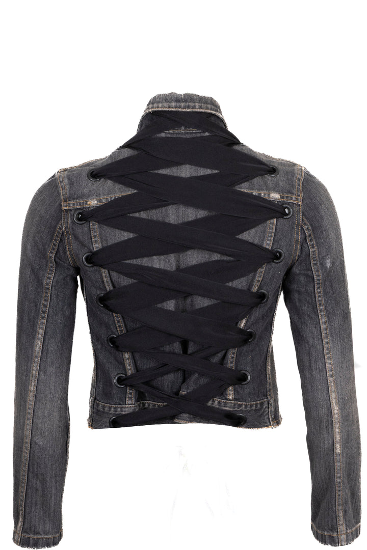 BALENCIAGA Lace Up Jacket Denim Grey