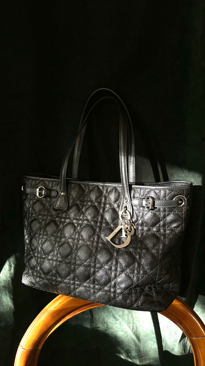 CHRISTIAN DIOR Panarea Cannage Tote Black