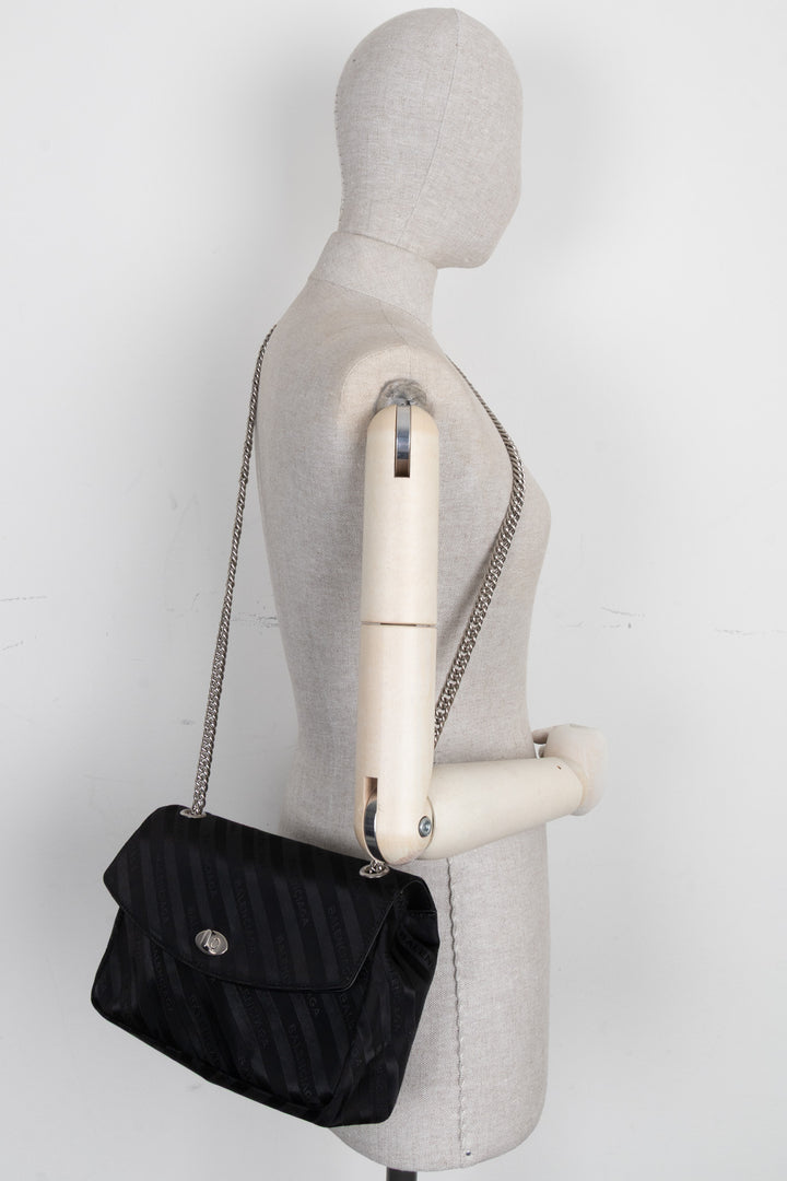BALENCIAGA Lock Satin Jacquard Crossbody Bag