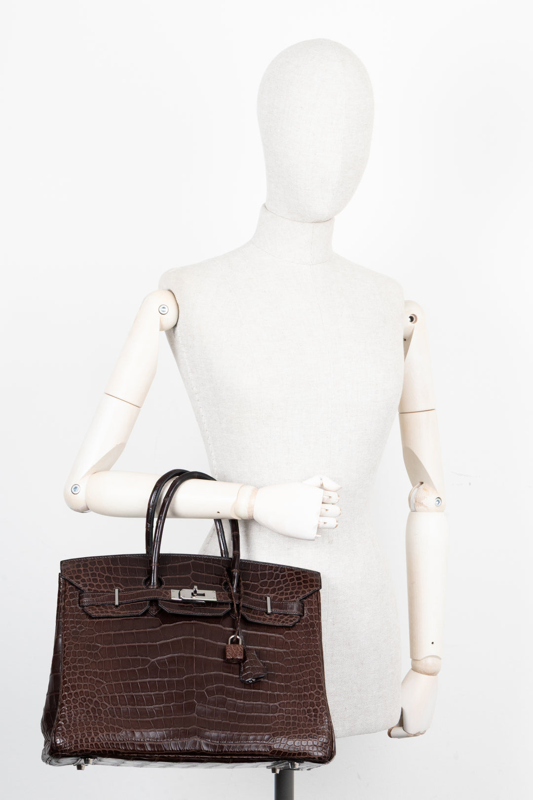 HERMÈS Birkin 35 Alligator Porosus Mat Havane Palladium
