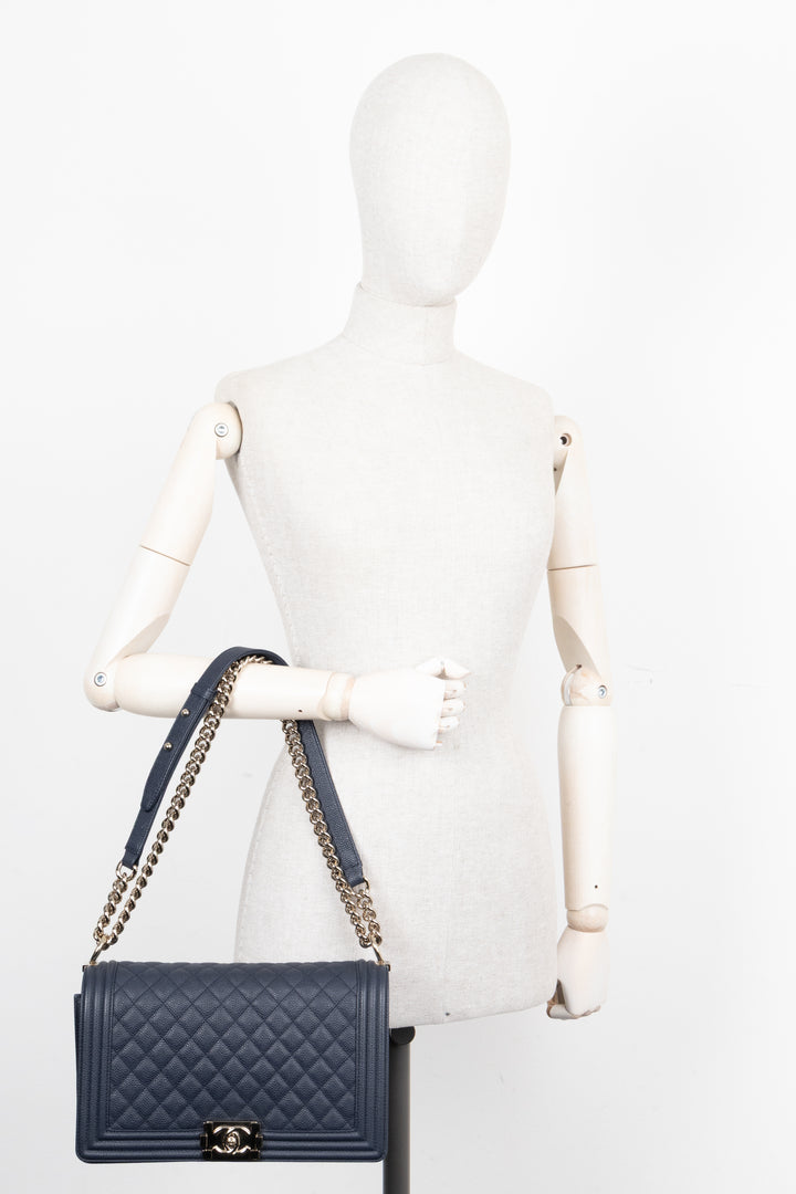 CHANEL Large Boy Bag Caviar Navy