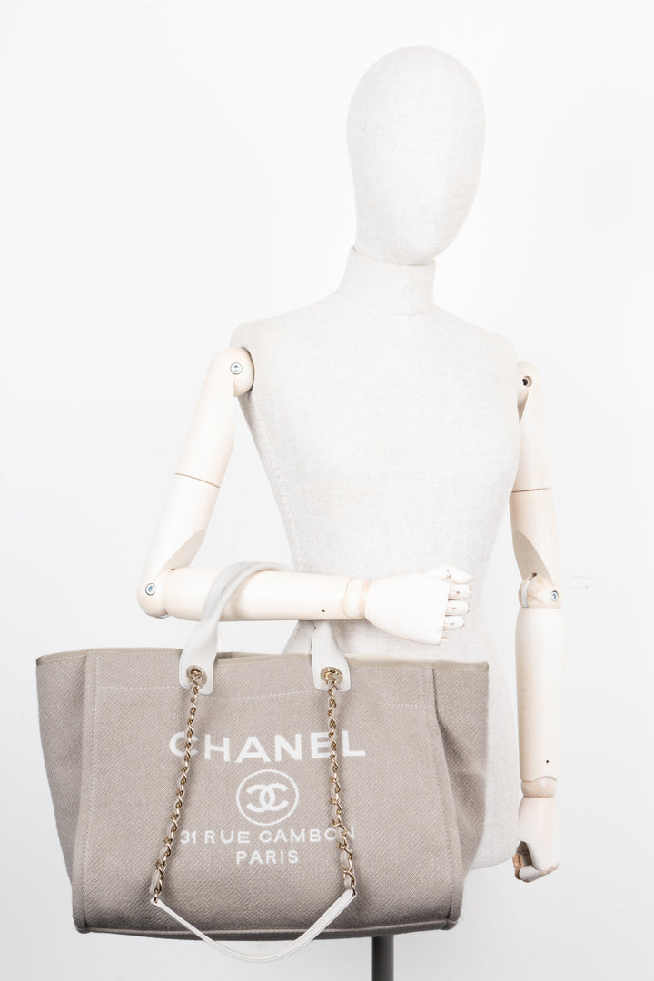 CHANEL Deauville Medium Canvas Beige