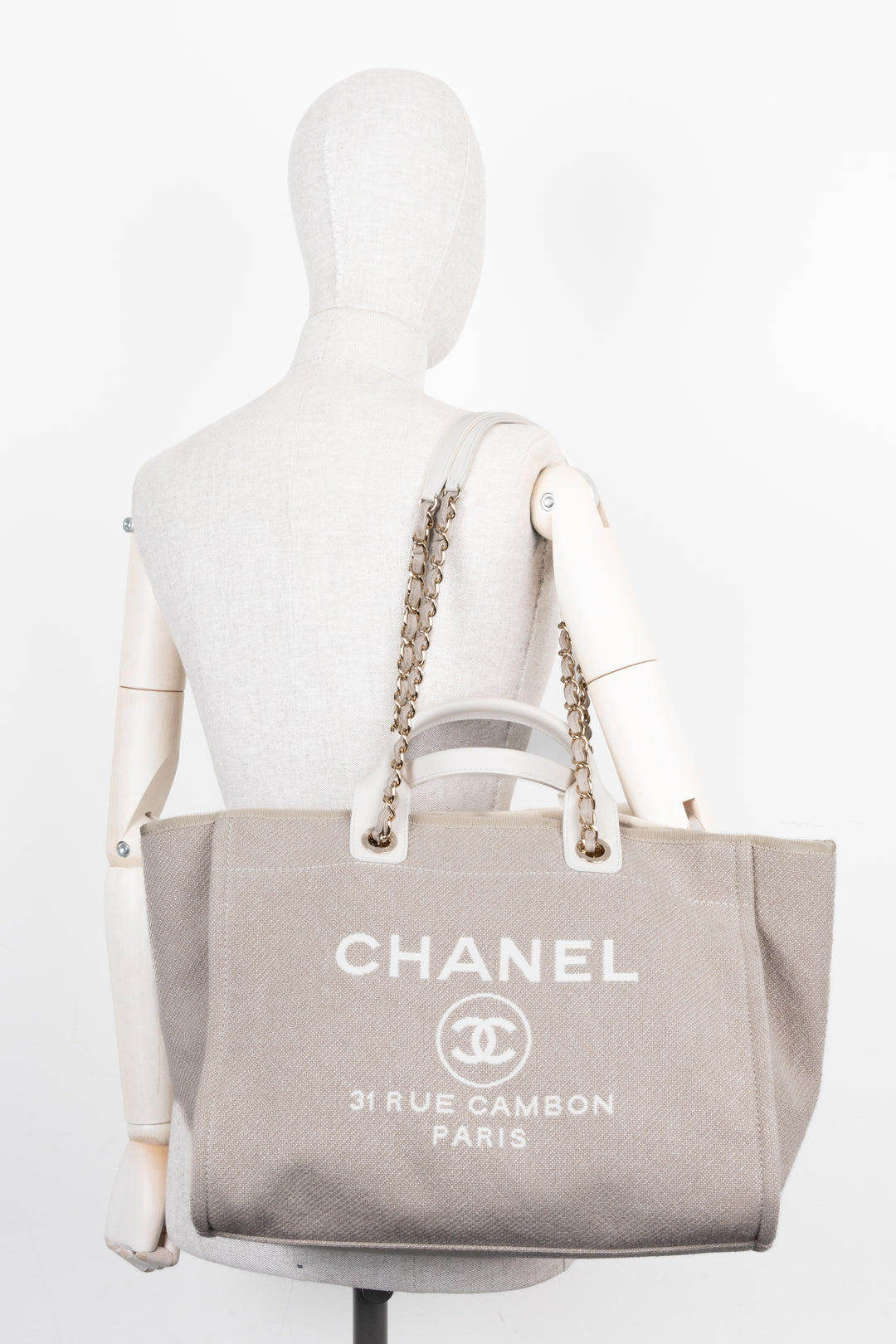 CHANEL Deauville Medium Canvas Beige