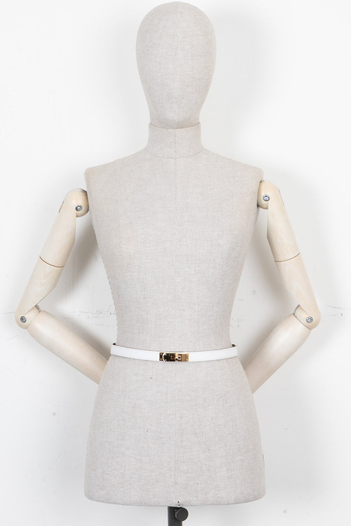 HERMÈS Kelly 18 Ceinture Epsom Blanc