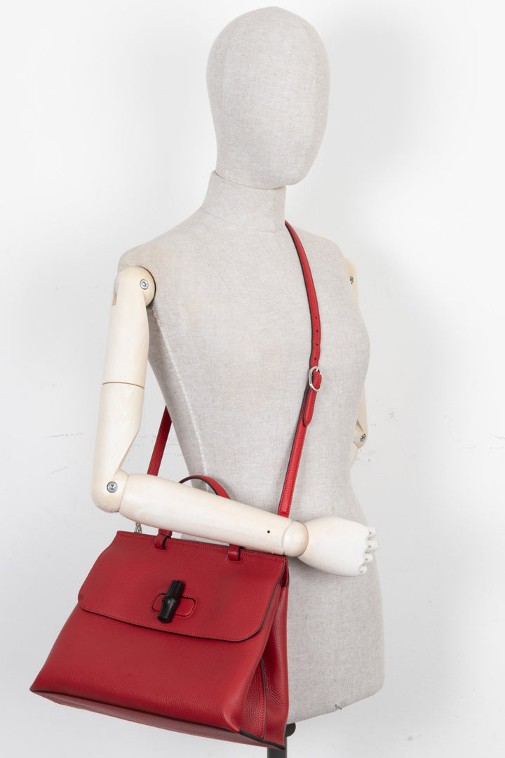 GUCCI Bamboo Daily Satchel Bag Red