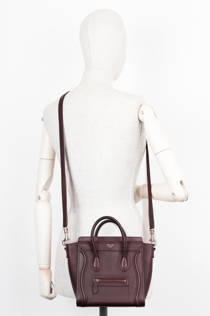 CÉLINE Nano Luggage Crossbody Bag Bordeaux