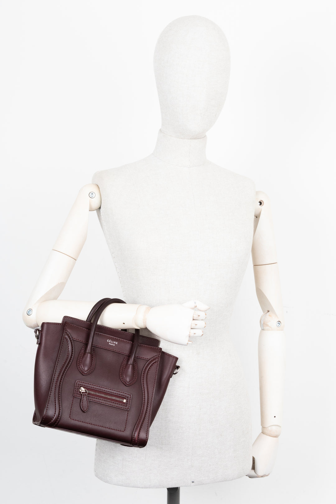 CÉLINE Nano Luggage Crossbody Bag Bordeaux