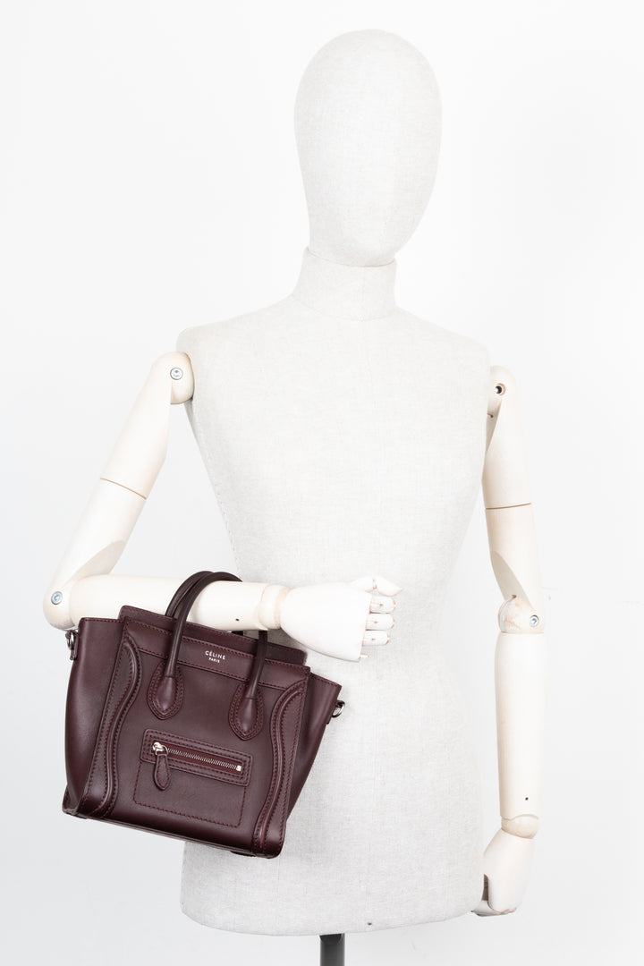 CÉLINE Nano Luggage Crossbody Bag Bordeaux