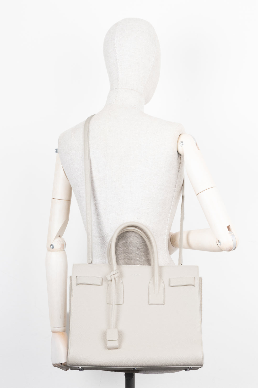 SAINT LAURENT Small Sac De Jour Bag Leather White